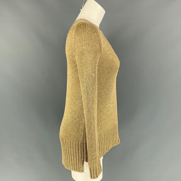 DIANE VON FURSTENBERG Size S Gold Acetate Blend Knitted Pullover - Picture 3 of 4